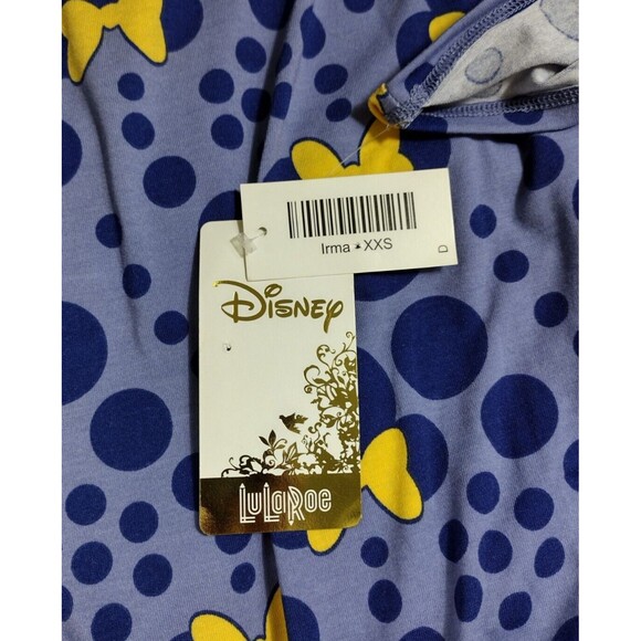LuLaRoe Irma Womens XXS Shirt Tunic Stretch Disney Minnie Mouse Purple - NEW - Picture 2 of 8
